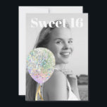 Convite *~* FOTO Sweet 16 Birthday Rainbow Balloon AP29<br><div class="desc">(procure designs semelhantes no AP29 em vários produtos)((Este design pode ser adaptado facilmente a QUALQUER IDADE ou EVENTO )) Consulte a página se precisar de ajuda. *~* Energy Enhanced SWEET 16 Convite de aniversário. Altere / Edite o texto e a FOTO da doce 16 Birthday Girl. Abstrato Artsy Girly Chic...</div>