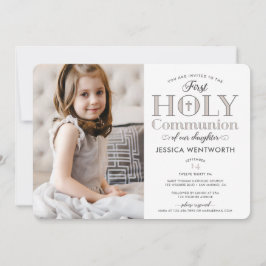 Convite Foto tipográfica Primeira Filha Sagrada da Comunhã