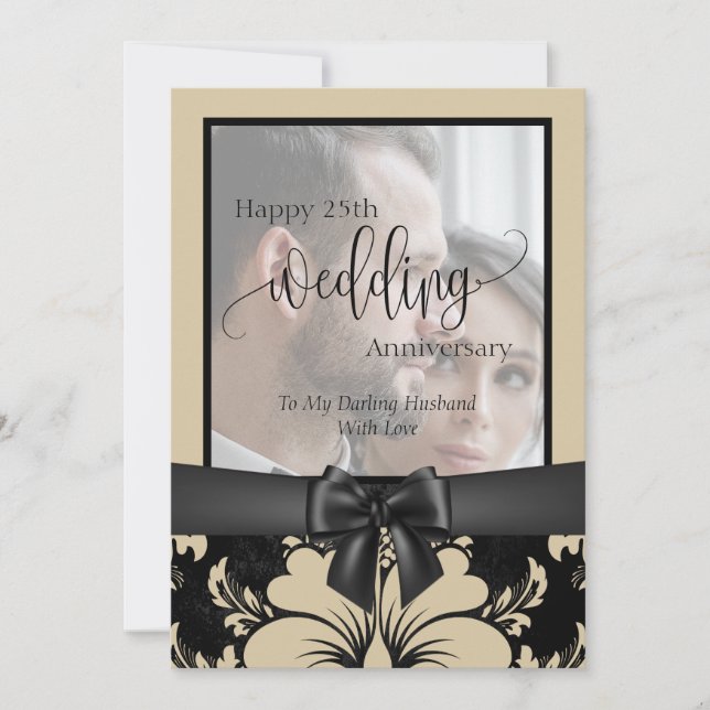 Convite Foto tradicional de aniversário de casamento de 25 (Frente)