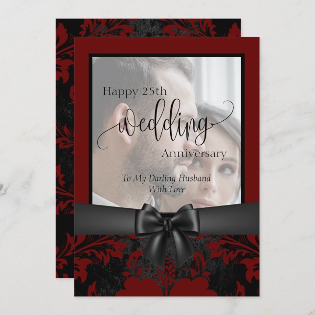 Convite Foto tradicional de aniversário de casamento de 25 (Frente/Verso)