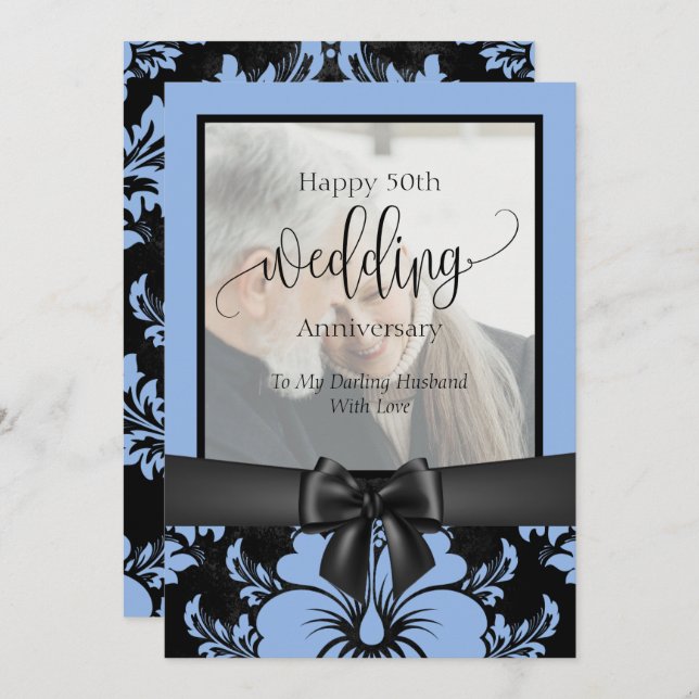 Convite Foto tradicional de aniversário de casamento de 50 (Frente/Verso)