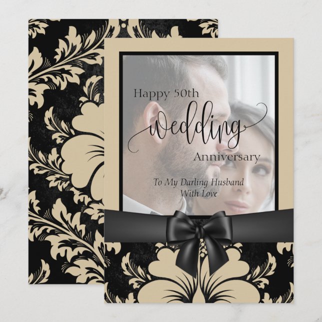 Convite Foto tradicional de aniversário de casamento de 50 (Frente/Verso)