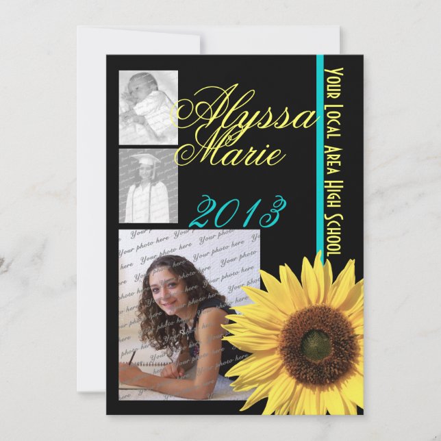 Convite Foto Tripla Sunflower (Frente)