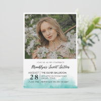 Foto Turquoise Watercolor Sweet 16