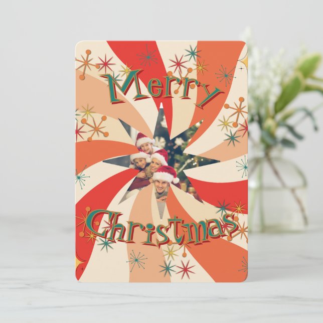 Convite Foto Única de Família com Arte Atômica do Meio do  (Em pé/Frente)