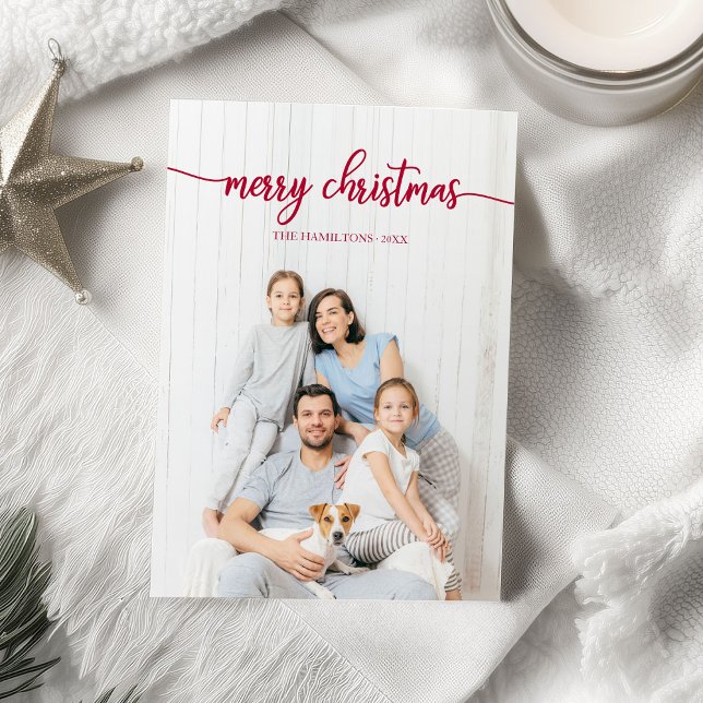 Convite Foto Única do Script Vermelho Feliz Natal (Criador carregado)