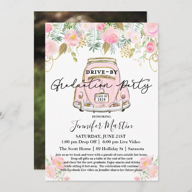 Convite FOTO - Unidade por Festa de formatura virtual (Frente/Verso)