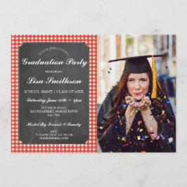 Convite Foto vermelha do CHURRASCO do giz da verificação