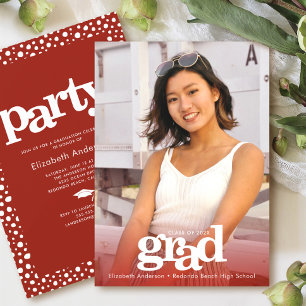 Convite Foto: vermelho ousado partido moderno formando sim