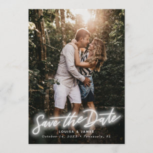 Convite Foto Vertical Neon Salvar a Data