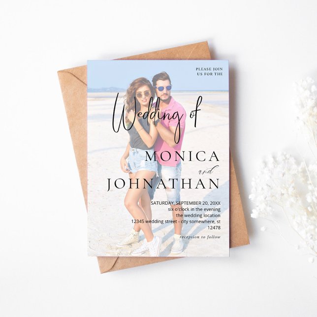 Convite Foto VS Black & W Modern Weding (Criador carregado)