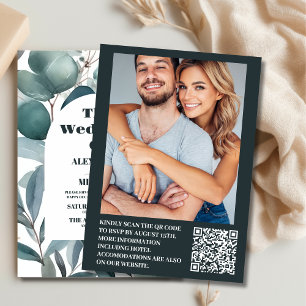 Convite Foto Watercolor Greenery Eucalyptus Wedding