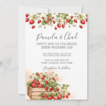 Foto: Watercolor Strawberry Código QR Casamento