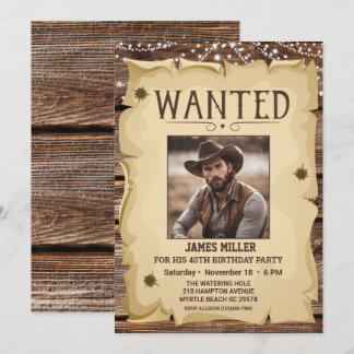 Convite Foto Western Funny Wied Poster aniversário de 40 a