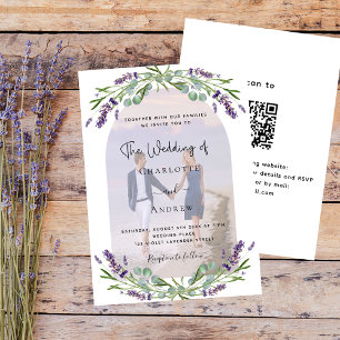 Convite Fotoflorais de lavanda RSVP casamento de luxo