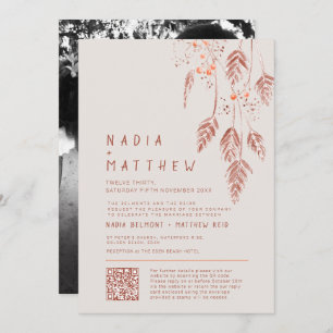 Convite Fotografia da cor da água com bagas tan terracotta