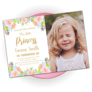 Convite Fotografia da Princesa de Aniversário Floral