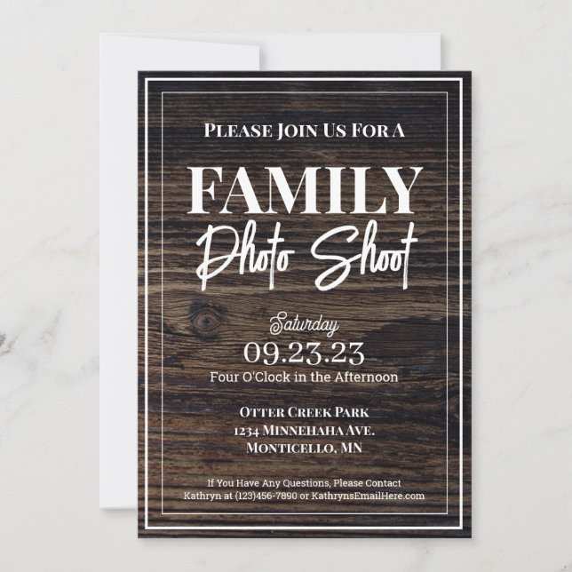 Convite Fotografia da Woodsy & Rustic Family (Frente)