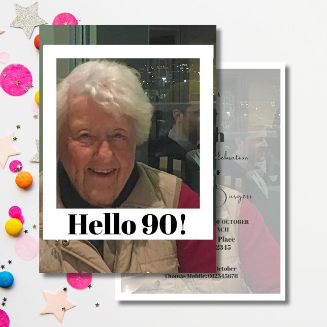 Convite Fotografia de 90 Birthday - Quadro Moderno (Criador carregado)
