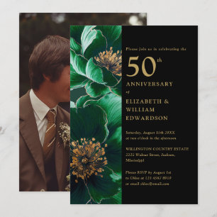 Convite Fotografia de aniversário de 50 anos em floral ver