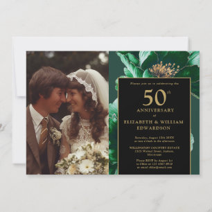 Convite Fotografia de aniversário de 50 anos em floral ver