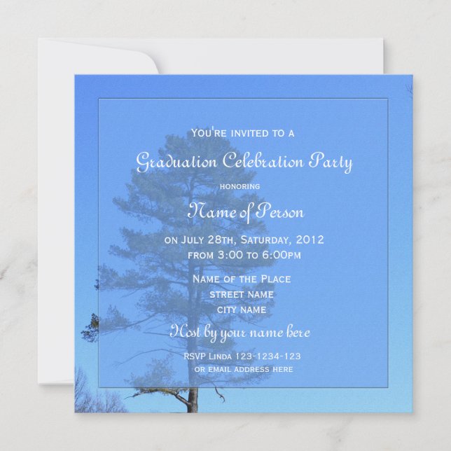 Convite Fotografia de árvore verde-azul (Frente)