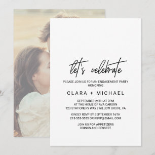 Convite Fotografia de Caligrafia Caprichosa Vamos Celebrar