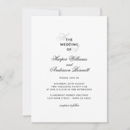 Convite Fotografia de casamento com monograma em letra cur