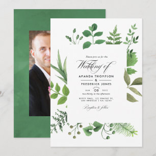 Convite Fotografia de casamento com vegetação da floresta 