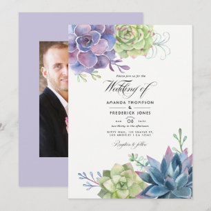 Convite Fotografia de casamento de suculentas em aquarela