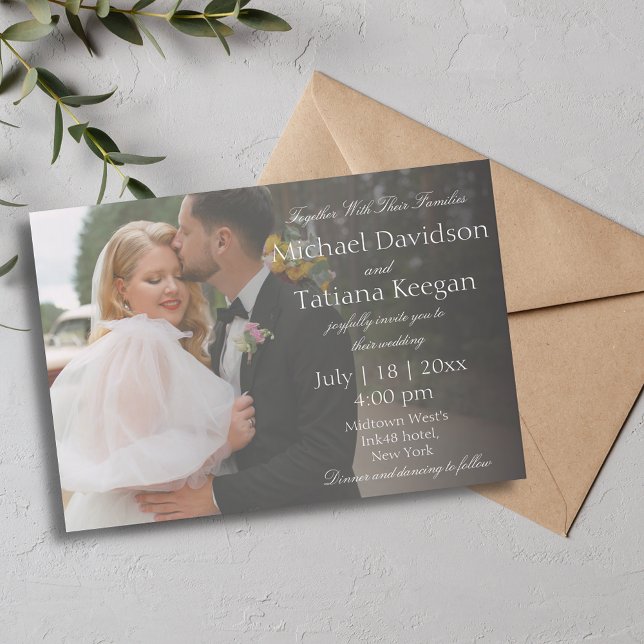 Convite fotografia de casamento elegante e mínima branca (Criador carregado)