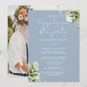 Convite Fotografia de Casamento Furtivo Greenery Happily E