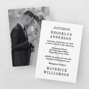Convite Fotografia de Casamento Moderna em Preto e Branco