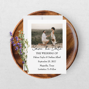 Convite Fotografia de Casamento Moderno Script Save The Da