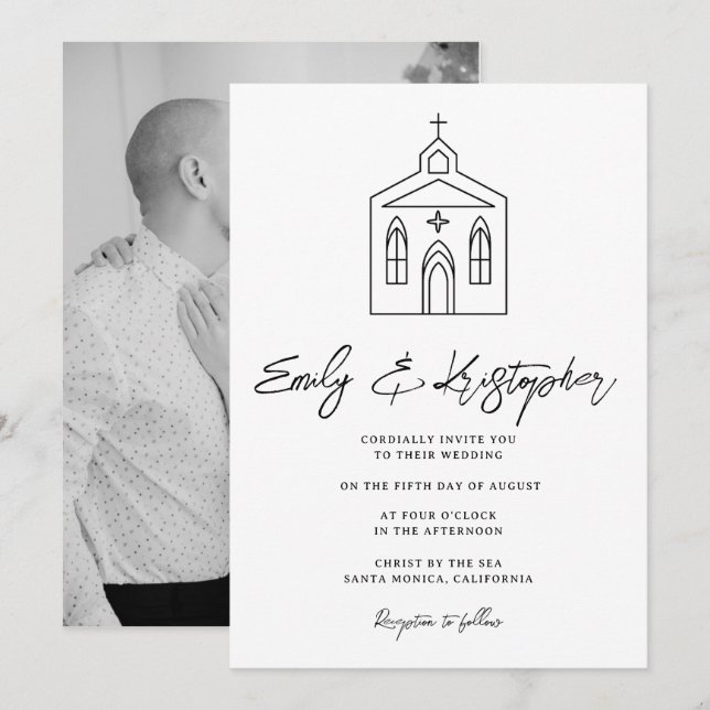 Convite Fotografia de Casamento na Capela (Frente/Verso)