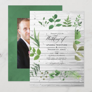 Convite Fotografia de casamento rústico com vegetação da f