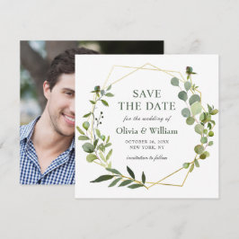 Convite FOTOGRAFIA de Eucalipto Moderno SAVE THE DATE Casa