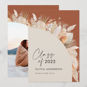 Convite Fotografia de gradução terracotta pampas botâni