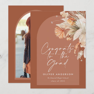Convite Fotografia de gradução terracotta pampas botânica
