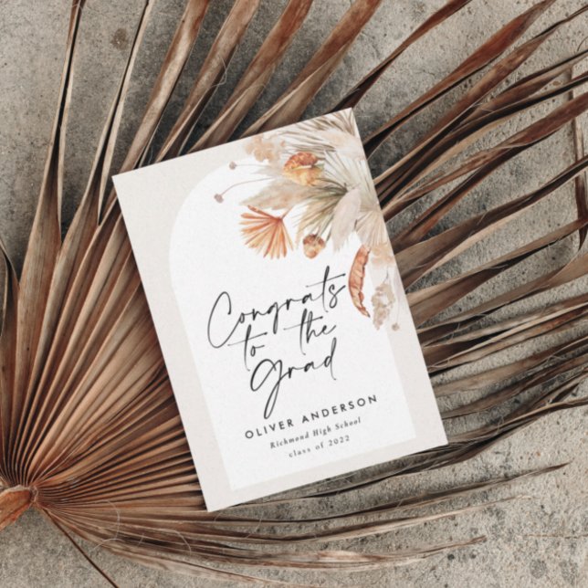 Convite Fotografia de gradução terracotta pampas botânica (Criador carregado)