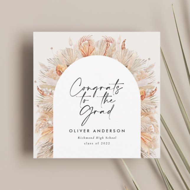 Convite Fotografia de gradução terracotta pampas botânica (Criador carregado)