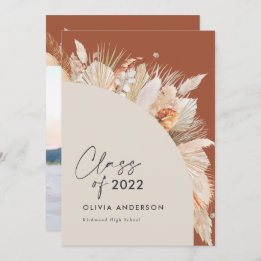 Convite Fotografia de gradução terracotta pampas botânica