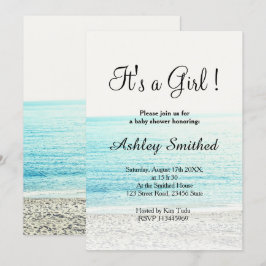 Convite fotografia de praia chá de fraldas de meninas mode