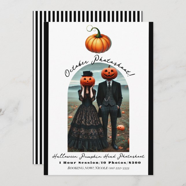 Convite Fotografia de queda de Dia das Bruxas na Cabeça de (Frente/Verso)