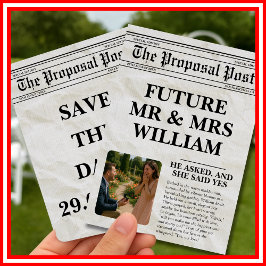 Convite Fotografia Divertida Preto e Branco de Jornal Salv