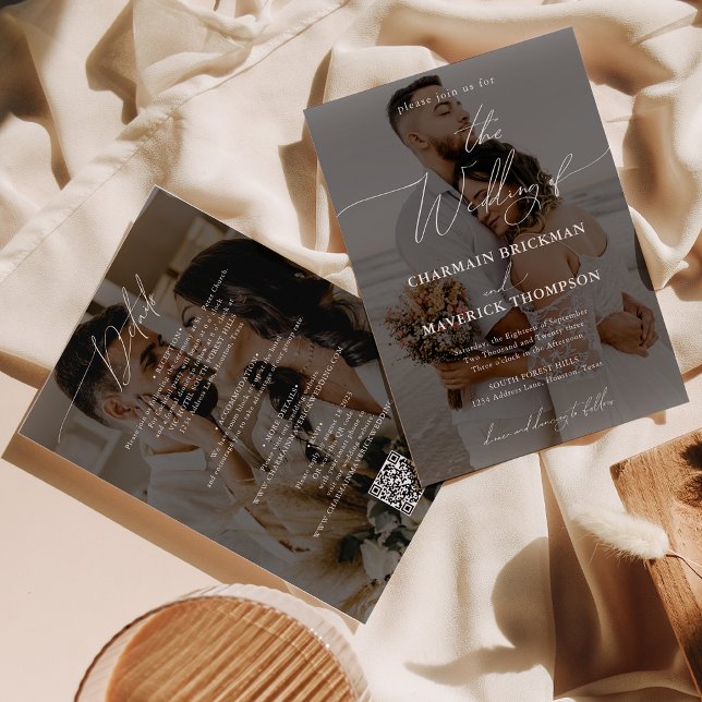 Convite Fotografia Elegante 2 Orçamento QR código Casament (Criador carregado)