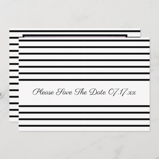 Convite Fotografia em Black and White Stripe (Frente/Verso)