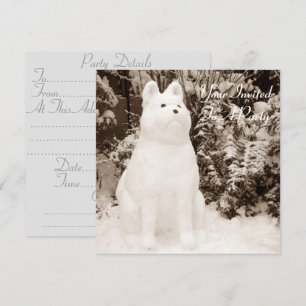 Convite fotografia engraçada de natal de snowdog akita