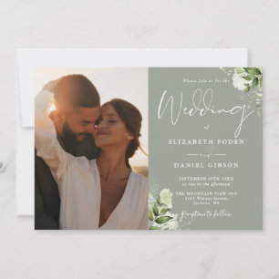 Convite Fotografia Floral Verde de Sabugueiro Casamento Ve