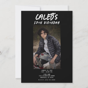 Convite Fotografia Minimal Preta Festa de Aniversário